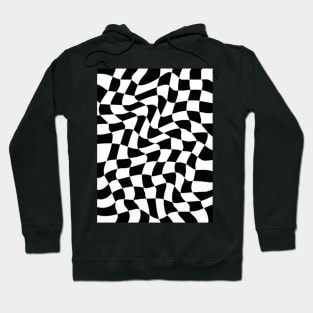 Black and White Wavy Checkered Pattern Hoodie